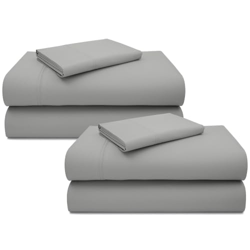 Image of California Design Den 2-Pack 100% Cotton Bed Sheets Twin Size Sets - Luxury 600 Thread Count Sateen, Twin Sheets Set, Deep Pockets, Soft, Crisp and Durable Bedding - Light Grey