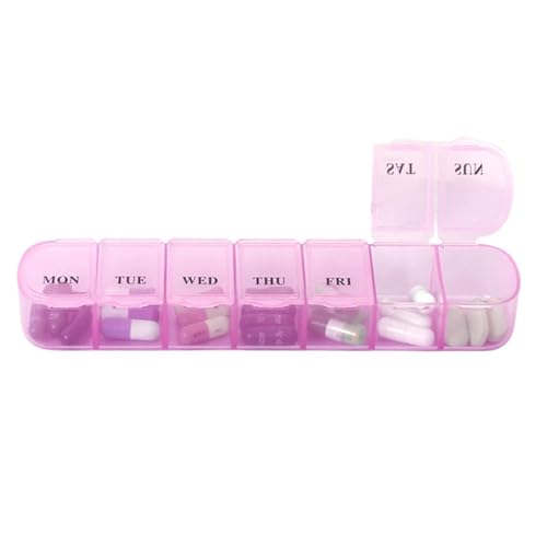 Weekly Pill Box, Travel Medicine Organizer, 7 Day Tablet Storage Case | Secure Compartments Organize Vitamins, Capsules & Supple