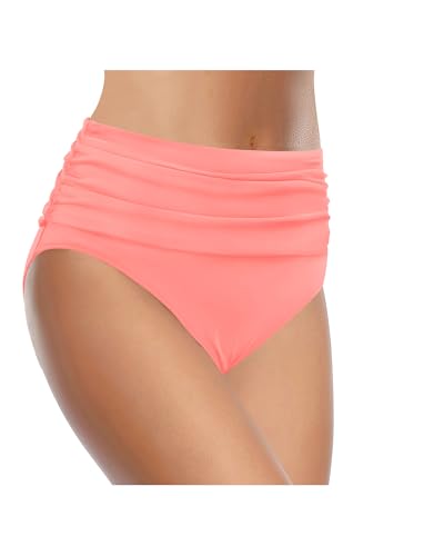 Image of Tempt Me Women's High Waisted Bikini Bottom Tummy Control Ruched Bathing Suit Swim Bottom