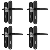 AwmnSrman Türgriffe Innentüren Schwarz Türklinke Türbeschlag Drückergarnitur Zimmertür Garnitur 72MM-BB-Buntbart Set 4er-Set Moderne Edelstahl 8 Türklinken & 8 Langschilder 240 * 50 mm