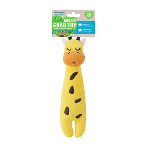 Rosewood Eco-Friendly Giraffe Plush Cat Toy - Grab & Play, Made from Recycled Plastics, Soft & Engaging for Interactive Fun