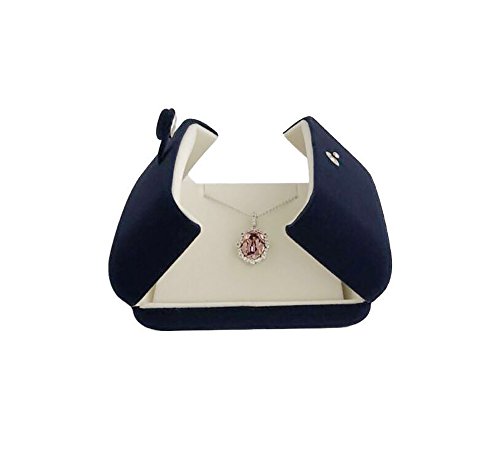 Svea Display Double Function Navy Blue Velvet Pendant Earrings Necklace Gift Box Double Layer Fine Material Modern Elegant (Jewelry Is Not Included) #TOP4