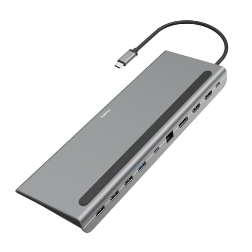 Hama USB C Docking Station 10 Ports (USB Hub 4x USB A, 2x USB-C, 2x HDMI, 1x Displayport DP, 1x LAN/Ethernet, 10 in 1 Hub mit PD, 5 Gbit/s, 4K für PC, Notebook, Windows und Mac, 10 Anschlüsse) silber
