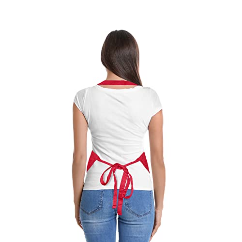 Dalix Apron Commercial Restaurant Home Bib Spun Poly Cotton Kitchen Aprons (3 Pockets) In Red 2 Pack #TOP2