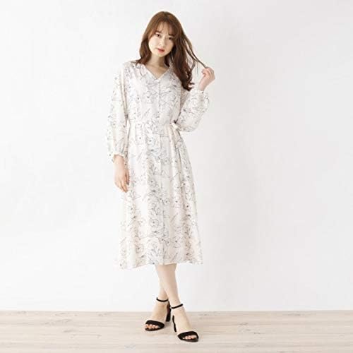 Amazon Co Jp インデックス ミドルワンピース 洗える 42 Ll Web限定サイズ ラインフラワーフロントボタンワンピース C レディース ホワイト 102 40 L 服 ファッション小物