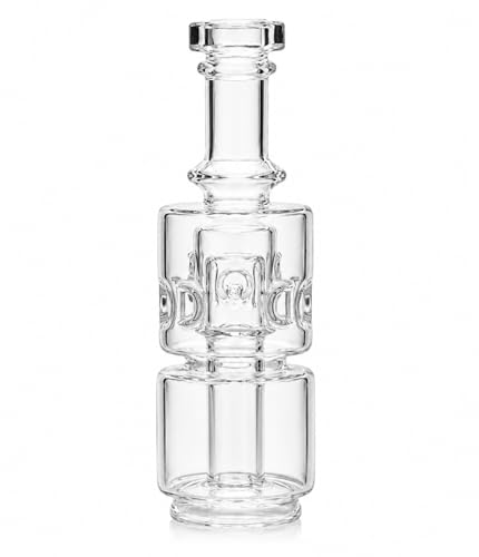 Heavy Wall Decorative Glass Bottle Attachment - Clear Replacement Top for Smart Desktop Bases Precision Grooved Bottom Connection Hand-Blown Aesthetic Glasswork (Hole)