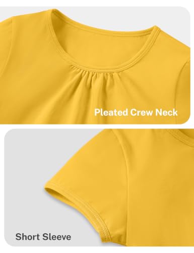 Image of Girls Short Sleeve Shirts Cotton Crew Neck T-Shirt Kids Plain Tees Tops Size