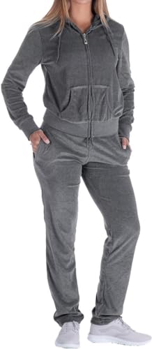 Image of LeeHanTon Sweat Suits for Women Set Comfortable Sweat Outfits Workout Suit Zip Velour Hoodie and Jogger Sport Suit