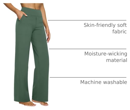 Image of G4Free EverGoing Yoga Pants Women Wide Leg Pants with Pockets High Waist Stretch Dress Casual Sweatpants Petite /Regular /Tall