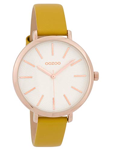 Preisvergleich Produktbild Oozoo Damenuhr mit Lederband 38 MM Rose / Weiß / Senfgelb C9697