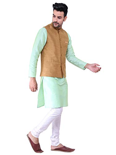 Image of Sadree Silk Men's Kurta Pajama Waistcoat or Nehru Jacket Set