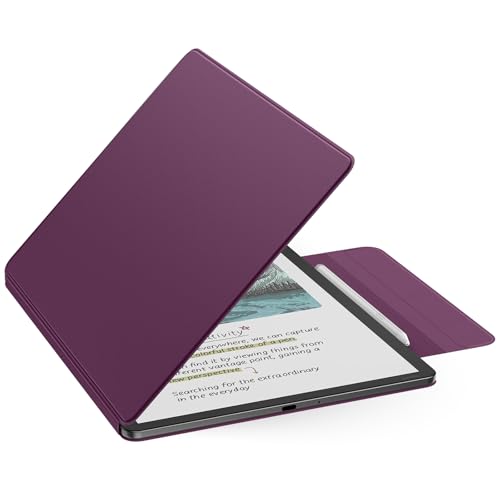 MoKo Magnetic Case for All-New 11 Kindle Scribe 2025(3rd Generation) & Kindle Scribe Colorsoft 2025(1st Generation) - Slim Folio Premium PU Leather Cover with Pen Clasp & Auto Sleep Wake Dark Purple