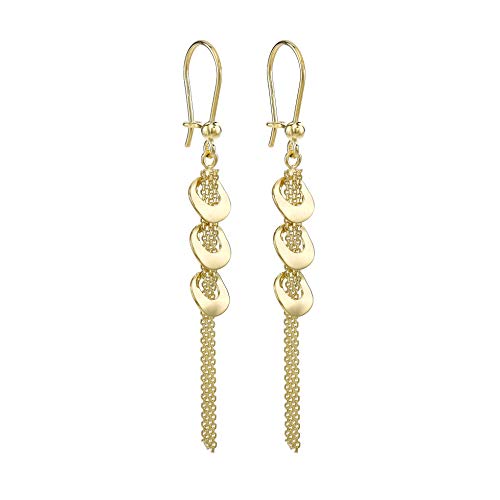 Boucles d'oreilles or jaune 9 ct Carissima pendantes trois anneaux et maille Bismark
