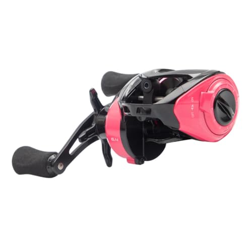 Carretilha Maruri Crobat, 7+1 Rolamentos, Drag 7kg, Corpo ABS, Carretel em Alumínio, Recolhimento 6.4:1 (Rosa, Mão esquerda)