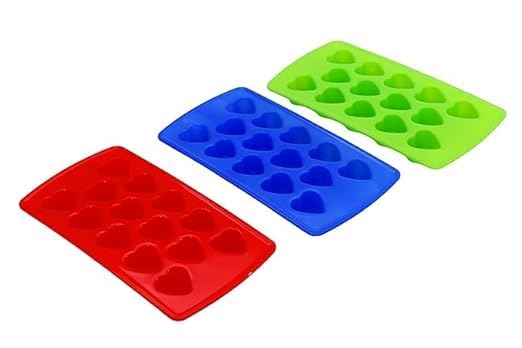 3 PIS Combo Multi Use 14 Ice Maker - Hot Plastic Refrigerator Freeze Mold for Home Bar - Chocolate Jelly Maker Tray Mold - Heart Shape Ice Maker..