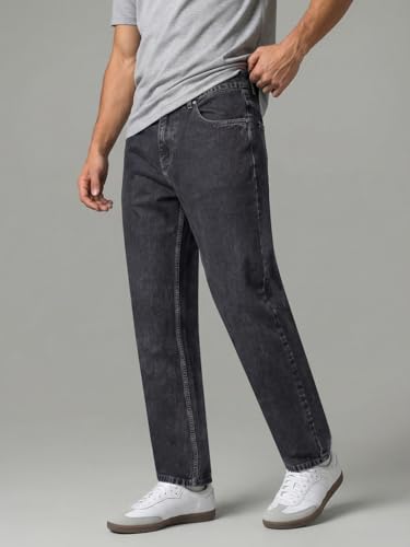 Image of Urbano Fashion Men's Relaxed Fit Washed Denim Jeans Non-Stretchable