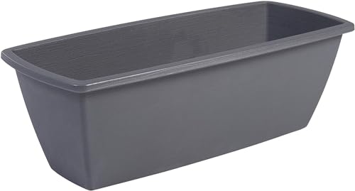 Iris Ohyama, Vaso per piante, fioriera rettangolare con sistema di drenaggio/conservazione dell'acqua per il giardinaggio - Rectangle Plant Pot550, Grigio