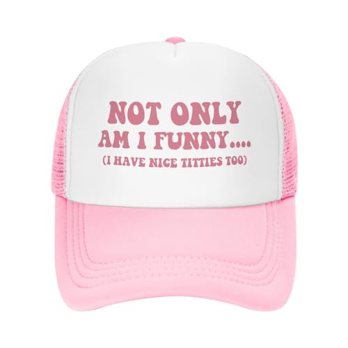 Image of You Find It Offensive? I Find It Funny Trucker Hats for Women Pink Men Funny Slogan Pink Hats for Men