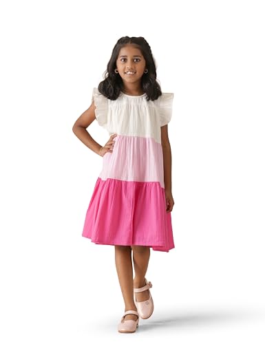 Image of Amazon Brand - Symbol Kids Knee Length Tiered A-Line Dress