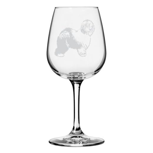 Etched Laser Art Personalized Dog Themed Etched Wine Glass - Custom Dog Breed Wine Glasses for Pet Lovers, Personalized Birthday Gift for Men & Women - Old English Sheepdog Customized, 12.75 oz