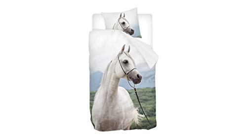 Snoozing Isabella - Flanelle - Cheval Housse de couette, parure de couette - 140x200/220 cm + 1 taie d'oreiller 60x70 cm - Parure de lit, Multicolore Cover