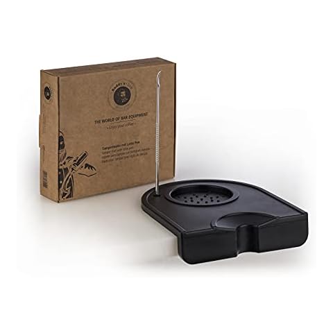 Buddy´s Bar - Barista Edition, Premium Tamper Station with Barista Pen, for All Tamper Sizes, Non-Slip Tamper Mat, 12.6 cm x 14 cm, Height: 3.5 cm, Pressing Station for Espresso Filter Holder, Black Cover