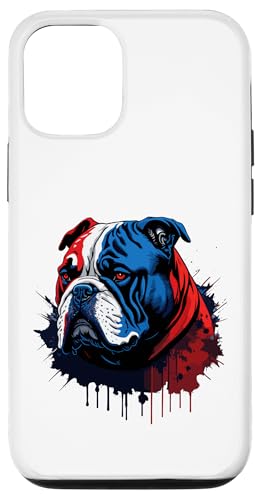 UK British Bulldog Pintura Roja, Blanco y Azul Splash Union Jack Carcasa para iPhone 12/12 Pro