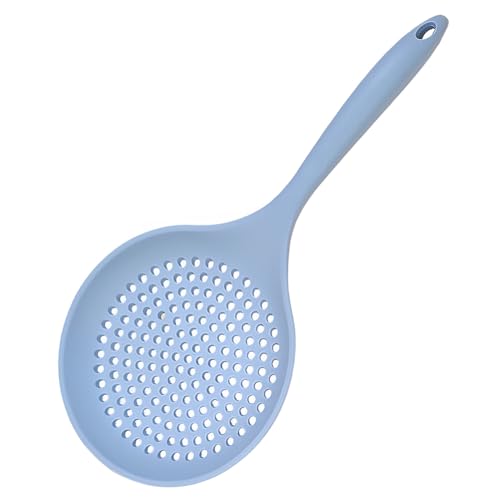 Kitchen Ladle Strainer, Large Slotted Spoon with High Heat Resistant BPA Free, Strainer Scoop for Pasta Noodles Vegetables, Non Stick Cooking Skimmers for Draining & Frying, Blue
