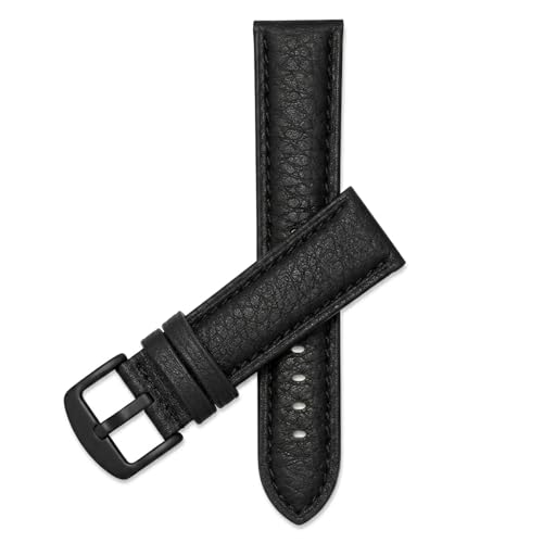 Image of Bandini Mens XL Extra Long Leather Watch Band or Regular Strap, Classic or Buffalo Pattern - 4 Colors, With or Without Stitch - 18mm 20mm 22mm 24mm 26mm 28mm 30mm Leather Watch Band for Men