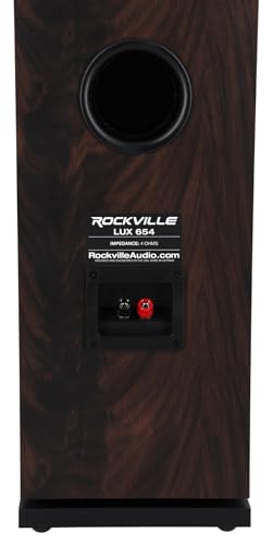 Image of Rockville Lux 654 Dark Wood Dual 6.5 inch 4-Ohm Home Audio Tower Speaker, Pair