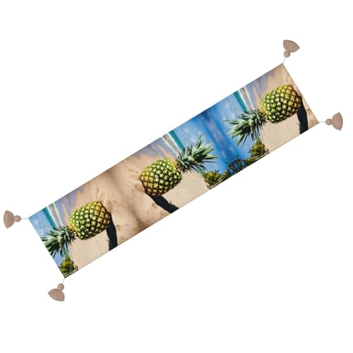 Chemin de table ananas plage imprimé pour table basse de salle à manger - 3