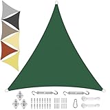 Sichtschutz Sonnensegel Wasserdicht Dreieckigig 4x4x4m aus PES-Polyester 95% UV-Schutz Witterungsbeständig Reißfest Viele Größen und Farben mit Befestigungsset für Terrasse Garten, Grün