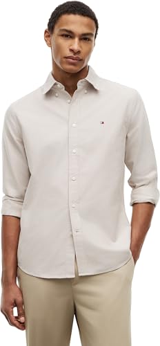 Tommy Hilfiger Herren Hemd Oxford Shirt Langarm, Beige (Safari Canvas), XS – Ansicht 1