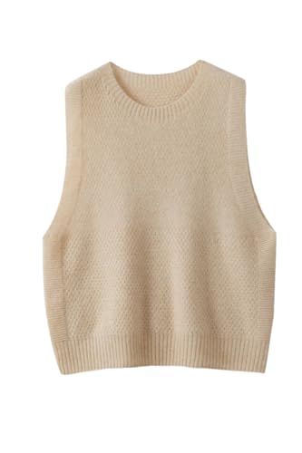 DBFBDTU Knit Vest For Women Wool Round Neck Seamless One Piece Knitted Vest Pullove Sleeveless Tank Top Sweater
