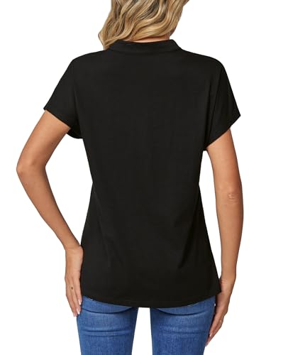 DJT Womens Summer Tops Short Sleeve Shirts Trendy V Neck T-Shirts Top Dressy Casual Work Blouses2