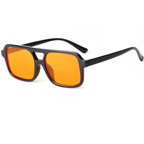 Retro Square Aviator Sunglasses for Women Men 70s Tinted Square Aviator Sun Glasses Trendy Classic Shades