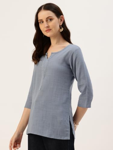 Image of Elegant Short Kurti for Women - 3 /4 Sleeves | Round Neck | (S to XXL)