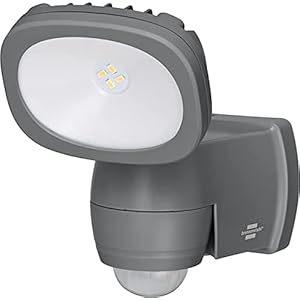 Brennenstuhl Lufos Led-schijnwerper op batterijen, draadloze led-buitenspot met batterij en bewegingsmelder, werkt op batterijen, met 4 hoogwaardige merkleds, 210 lumen, voor buiten IP44