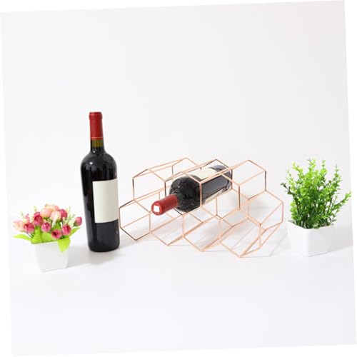 Soporte para 7 botellas de vino de metal color oro rosa miniatura 4