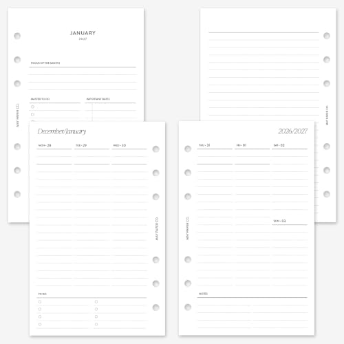 MAY PAPER CO. 2027 FC Compact Weekly Planner Refill, Week on Two Page Planner Insert for Franklin Covey Compact 6 ringed Agenda 4.25 x 6.75 (Vertical Lined)