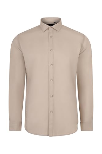 Velilla 405017S Camisa Manga Larga Stretch Hombre, Color Beige Claro, Talla XL