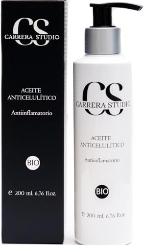 Carrera Studio Aceite Anticelulítico Reductor – 200 ml | Natural, Vegano, Antiinflamatorio | Con Eucalipto Azul, Pomelo, Canela, L-Carnitina y Cafeína | Reafirma, Reduce y Drena