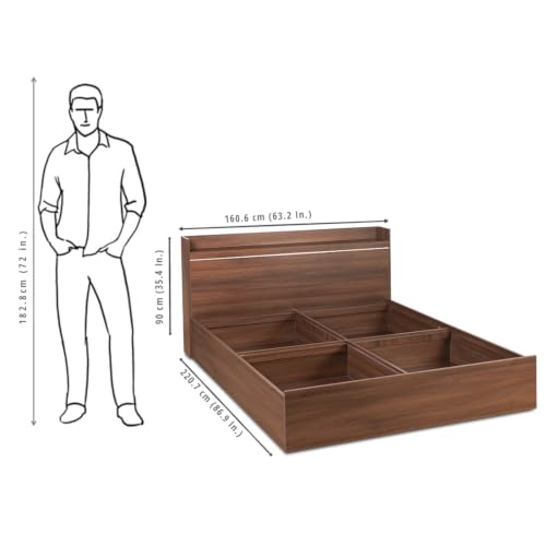 Image of DELITE KOM Cherry Engineered Wood Queen Box Bed (Finish Color Acacia Dark Delivery Condition Knockdown)