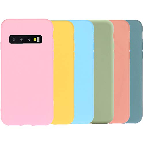 XTstore 6X Funda para Samsung Galaxy S10e Silicona Carcasa Protectora Suave Caso Cover Antigolpes Cubierta de Protección Case [Rosa, Azul Claro,Amarillo, Naranja, Verde, Azul]