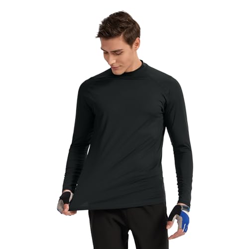 TIHEEN Mens Mock Turtleneck Long Sleeve Shirts Basic Thermal Turtle Neck Undershirt Lightweight Pullover Top2