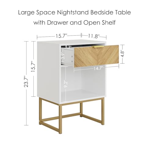 Image of Masupu Extra Large Nightstand,Boho Night Stand Modern Farmhouse Wood Bedside Table with Storage Drawer,Side End Table for Bedroom,Living Room,Office White