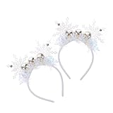 HIAKDOFT 2 Piezas Diadema Infantil de Nieve Brillante con Bola Plateada Accesorios de Pelo para Fiesta Navidad y Año Banda para Disfraz Navideño Niñas