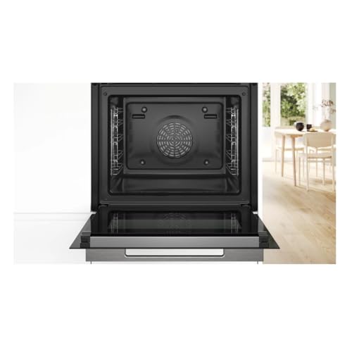 Bosch HBG7764B1, Smarter iQ700 Einbau-Backofen, 60 x 60 cm, Schwarz, Made in Germany, Pyrolyse & Hydrolyse, Bratenthermometer, Air Fry, Farbiges Touch-Display, 4D Heißluft, Backautomatik, Pizzastufe
