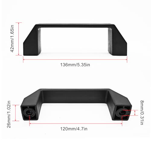 Image of 4 Pcs Square Black Plastic Pull Handles 120mm Hole Centers Square Handles, Suitable for Luggage Mechanical Equipment Cabinet Handles