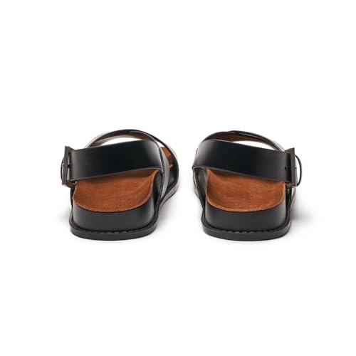 Image of C.Paravano Women Sandals | Women's Slide Sandals | Comfortable Dressy Flat Sandals | Sandals with Arch Support | Adjustable Buckle Slip On